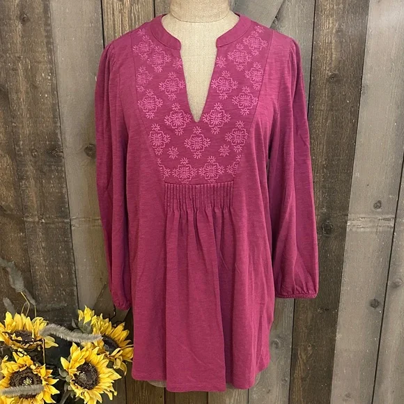 Soft Surroundings Cotton Embroidered Boho Tunic Top Size M - Picture 1 of 11